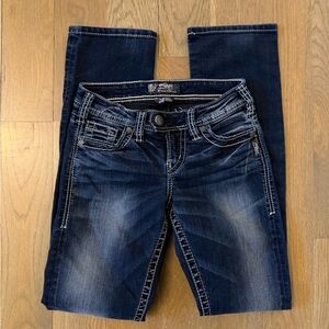 Women's Silver Tuesday Baby Boot Denim Blue Jeans Size 24x33 Low Rise